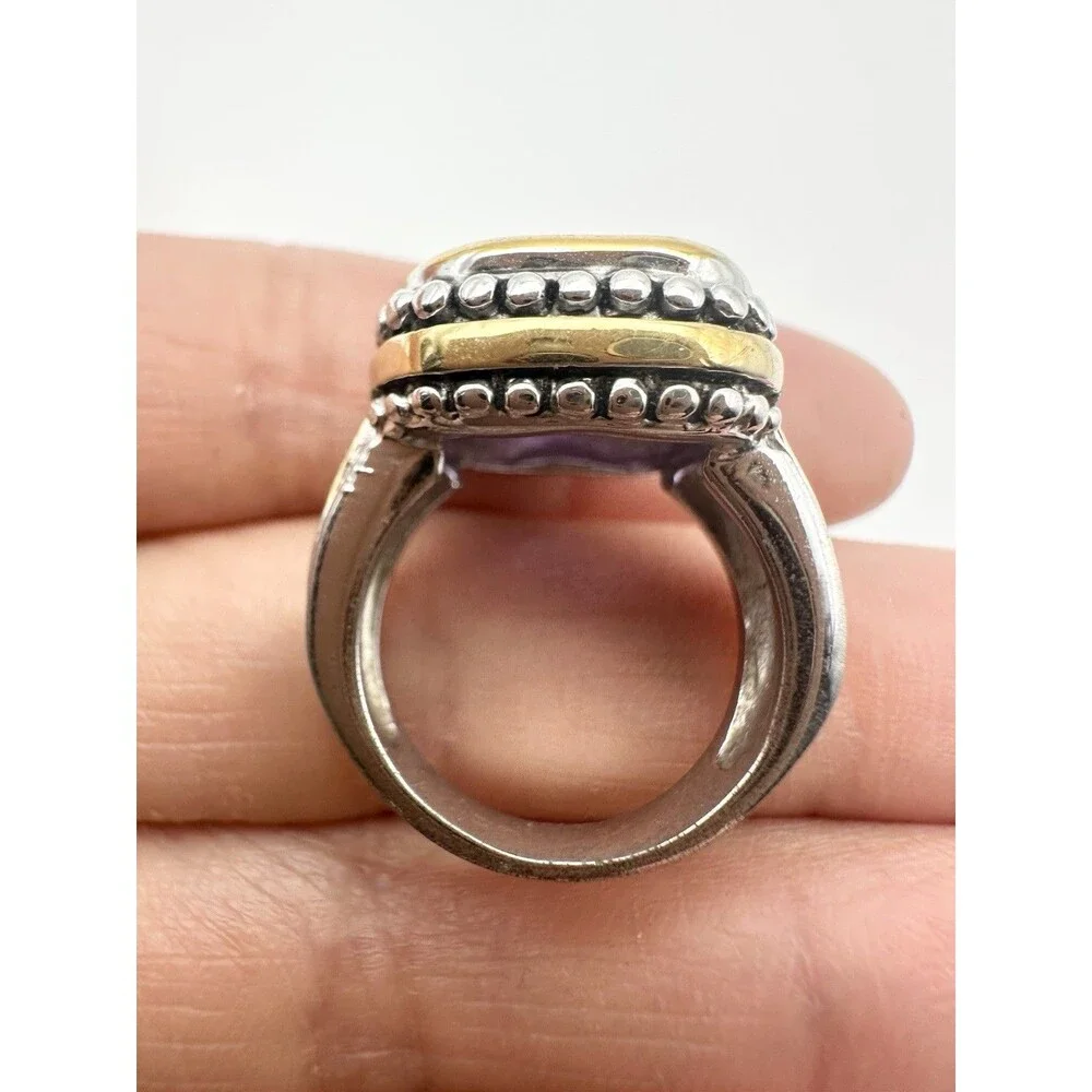 premier designs ring Purple Glass Ring Size 5 Gold Silver Two Tone